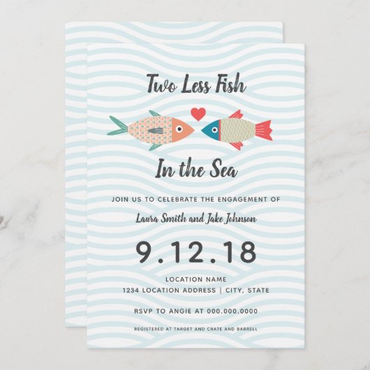 海の中の魚の数を減らす//婚約パーティ 招待状 (正面/裏面)