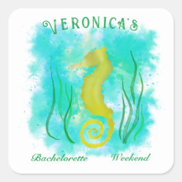 海の中の黄色いタツノオトシゴ スクエアシール