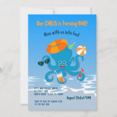 海の中の1歳の誕生日おめでとう！タコの少年パーティー 招待状 (正面)