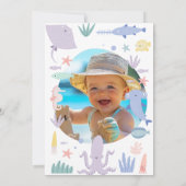 海の中の1歳の誕生日パーティー 招待状 (裏面)
