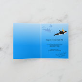 海の中の1歳の誕生日 オルカ クジラ 赤ちゃん 女の子 招待状 (内部)