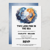 海の中の2つの少ない魚ビーチ婚約パーティ 招待状 (正面/裏面)