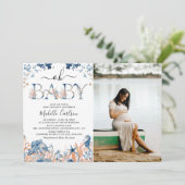 海の中の「オーベイビー」写真 ベビーシャワー 招待状 (スタンド正面)