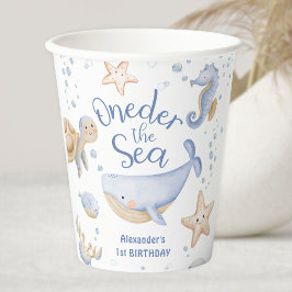 海の中のONEderランド!男の子のかわいいオーシャン1歳の誕生日 紙コップ