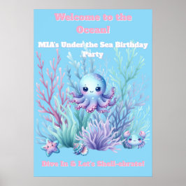 海の中へ - 女の子の誕生日ポスター 編集可能 ポスター