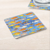 海の中カラフルの魚 スクエアペーパーコースター (アングル)