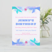 海の中パーティー テンプレート 子供向け招待状 (スタンド正面)