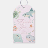 海の中ピンクの航海海洋バースデーフェイバーギフト ギフトタグ (正面)