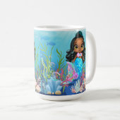海の中遊の美しい黒の人魚 コーヒーマグカップ (正面右)