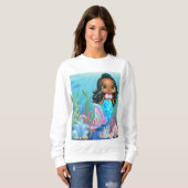 海の中遊の美しい黒の人魚 スウェットシャツ (正面フル)