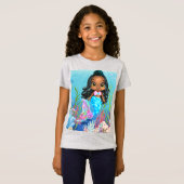 海の中遊の美しい黒の人魚 Tシャツ (正面フル)