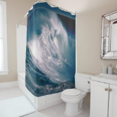 海の中間の巨大で狂暴な波 シャワーカーテン (インサイチュ)