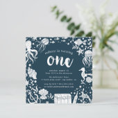 海の中 | ファーストバースデーパーティー招待状 招待状 (スタンド正面)