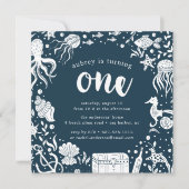 海の中 | ファーストバースデーパーティー招待状 招待状 (正面)