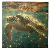 海の亀が太陽の下に タイル (正面)
