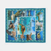 海の亀と海に私は私の心を失うために行く フリースブランケット (正面(横))