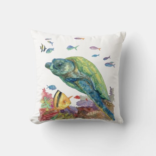 海の亀と魚たち  クッション (正面)
