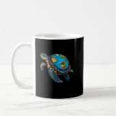 海の亀の地球の日は惑星を保存 コーヒーマグカップ (左)