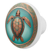 海の亀の銅とターコイズ セラミックノブ (右)