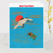 海の亀飛んでいるの上のサラス カード (黄色い花)