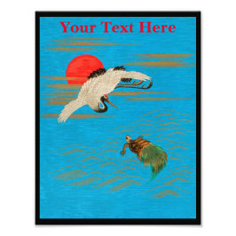 海の亀飛んでいるの上のサラス フォトプリント           