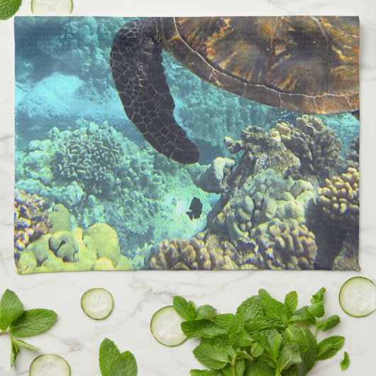 海の亀 キッチンタオル (折り畳み)
