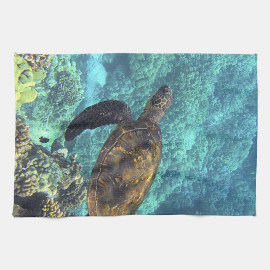 海の亀 キッチンタオル (横)