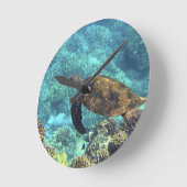 海の亀 ラウンド壁時計 (傾斜)