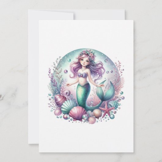 「海の二」マーメイドの二つ目の誕生日パーティー 招待状 (裏面)