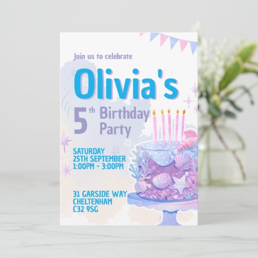 海の五歳の誕生日パーティーの招待状の下 招待状 (スタンド正面)