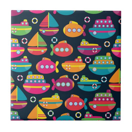 海の交通機関パターン タイル (正面)