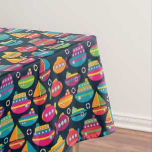 海の交通機関パターン テーブルクロス