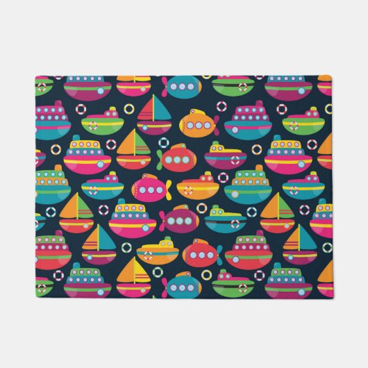 海の交通機関パターン ドアマット (正面)