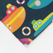 海の交通機関パターン フリースブランケット (角)