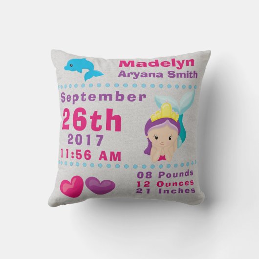 海の人魚のイルカの誕生の発表Statsの下 クッション (裏面)