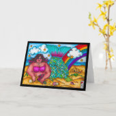 海の人魚のカードで カード (黄色い花)