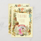 海の人魚のプリンセスの下でありがとう サンキューカード (正面/裏面)