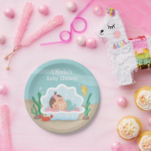 海の人魚のベビーシャワーのパーティーの供給の下 ペーパープレート (パーティー)