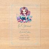 海の人魚の下で貝打ちしよう誕生日 アクリル招待状 (正面)