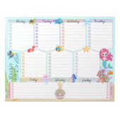 海の人魚の下にリストするウィークリー数々のク ノートパッド (正面)