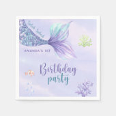 海の人魚の下の人魚の誕生日パーティー スタンダードカクテルナプキン (正面)