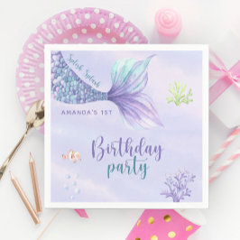 海の人魚の下の人魚の誕生日パーティー スタンダードカクテルナプキン