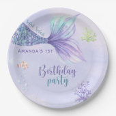 海の人魚の下の人魚の誕生日パーティー ペーパープレート (正面)