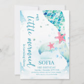 海の人魚の下の人魚の誕生日パーティー 招待状 (正面)