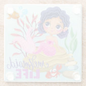 海の人魚の命の下 ガラスコースター (裏面)