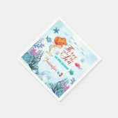 海の人魚の女の子に3歳の誕生日 スタンダードカクテルナプキン (角)