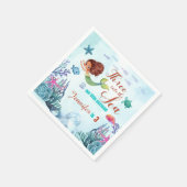 海の人魚の女の子に3歳の誕生日 スタンダードカクテルナプキン (角)