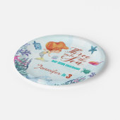 海の人魚の女の子に3歳の誕生日 ペーパープレート (アングル)