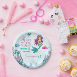 海の人魚の女の子に3歳の誕生日 ペーパープレート