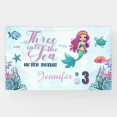 海の人魚の女の子に3歳の誕生日 横断幕 (横)